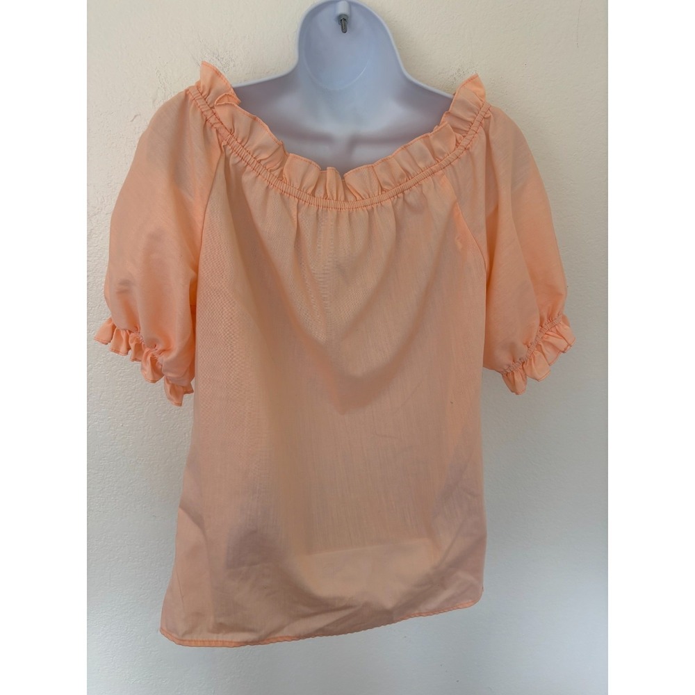 Vtg Square Dance blouse Bettye Small Peach Puff Sleeves Coquette Ballet Prairie - Picture 11 of 16